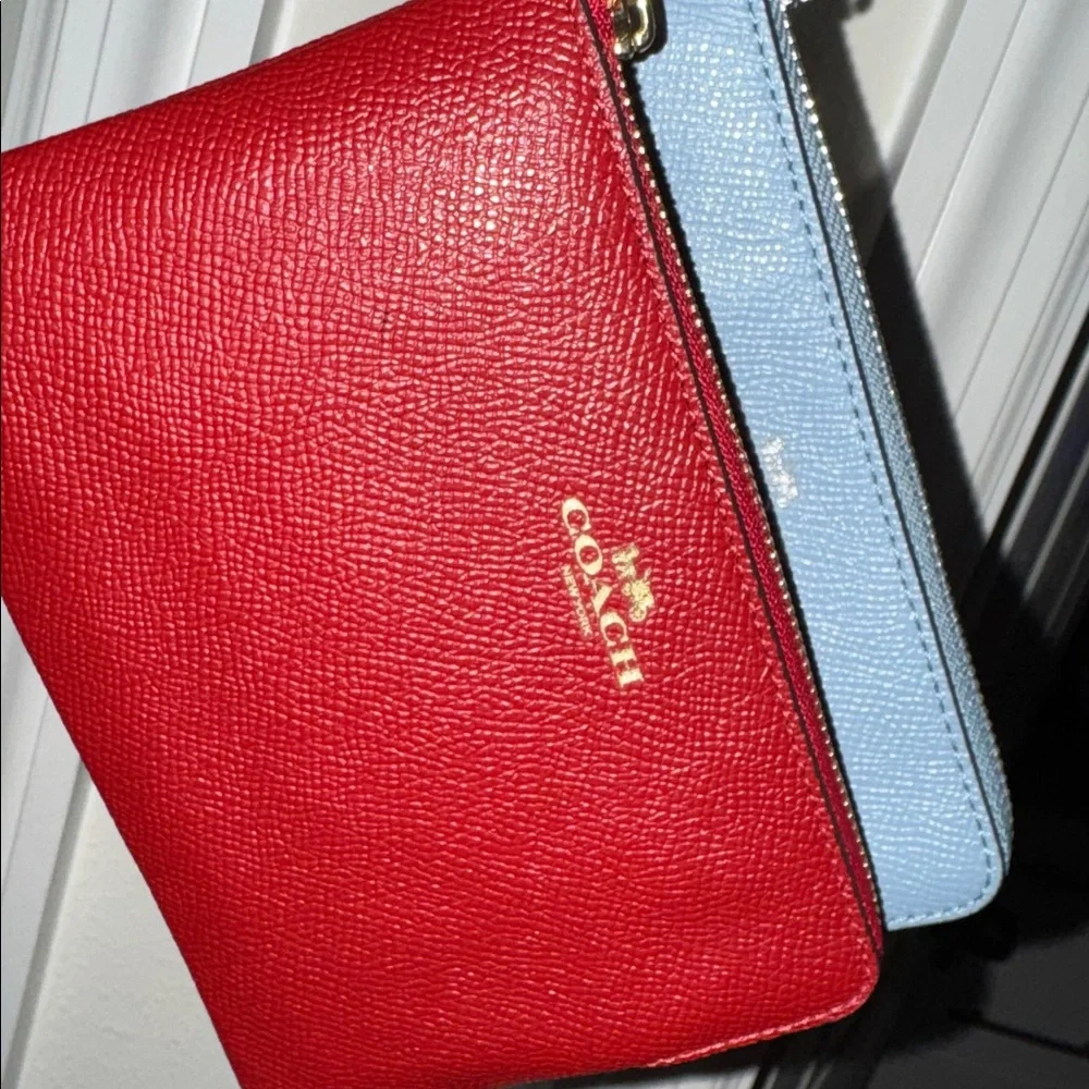 Coach Red and blue Leather Wristlet Duo